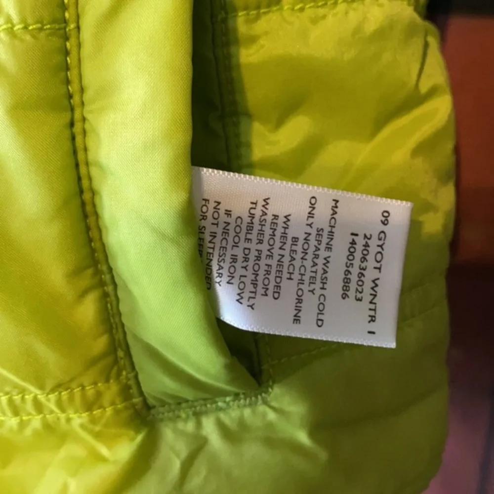 Gymboree Reversible Puffer Vest Lime Green Candy Print Girls 5